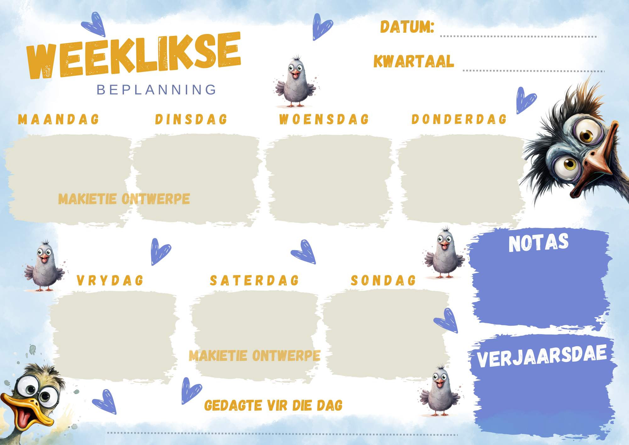 Weeklikse beplanning & Sticker combo