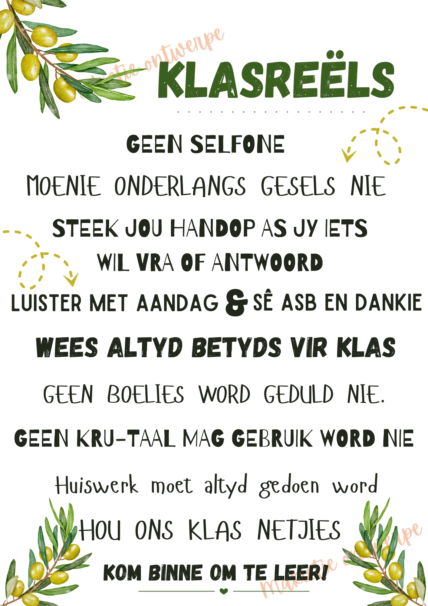 Klasreëls 3