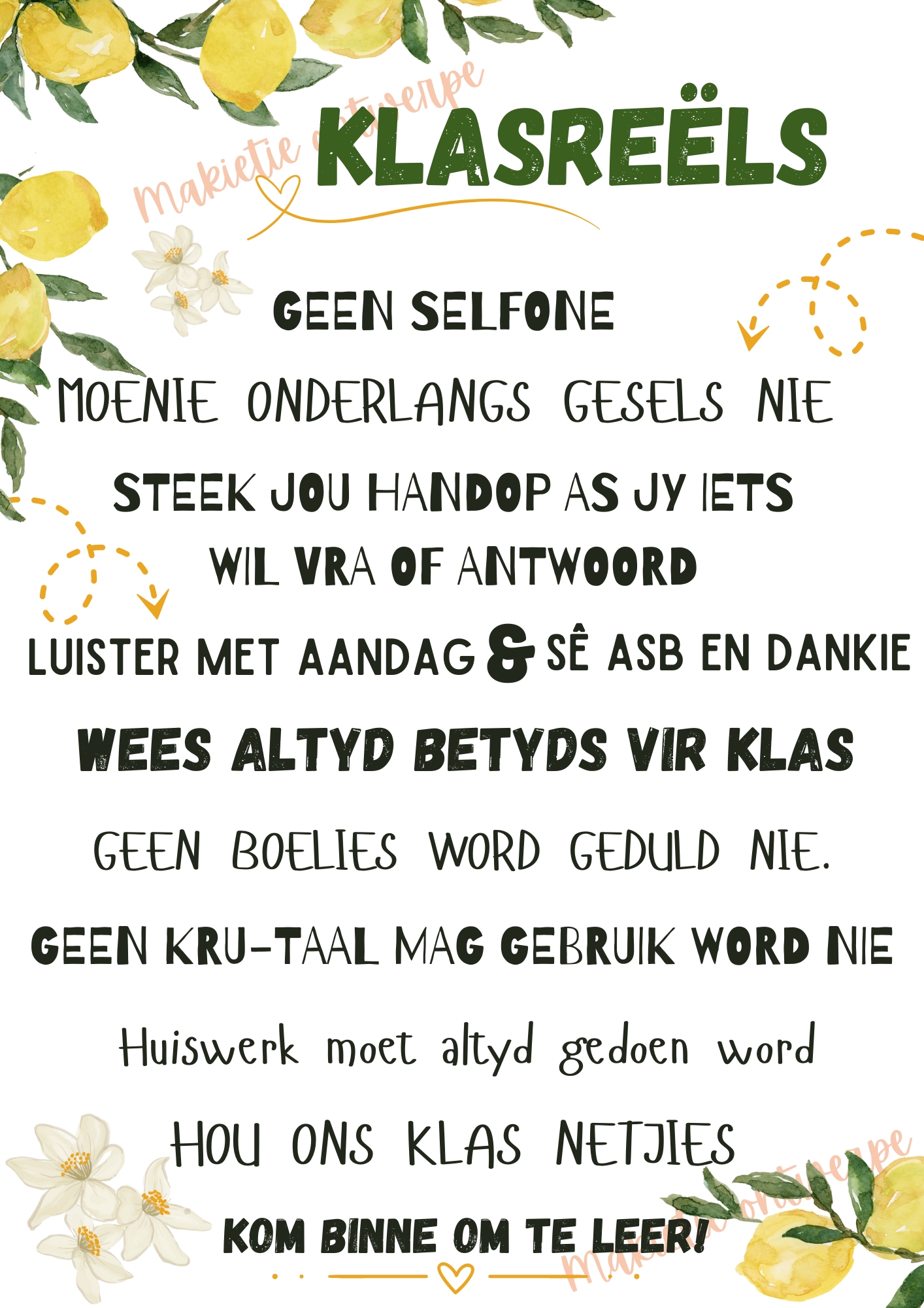 Klasreëls 4